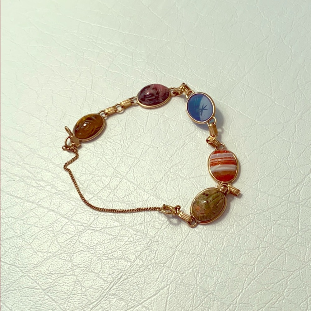 Vintage Scarab Beetle Gold-Filled Bracelet